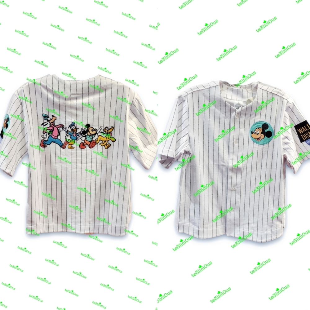 DISNEY PARKS RETRO MICKEY AND FRIENDS BASEBALL JERSEY - Picture 1 of 6